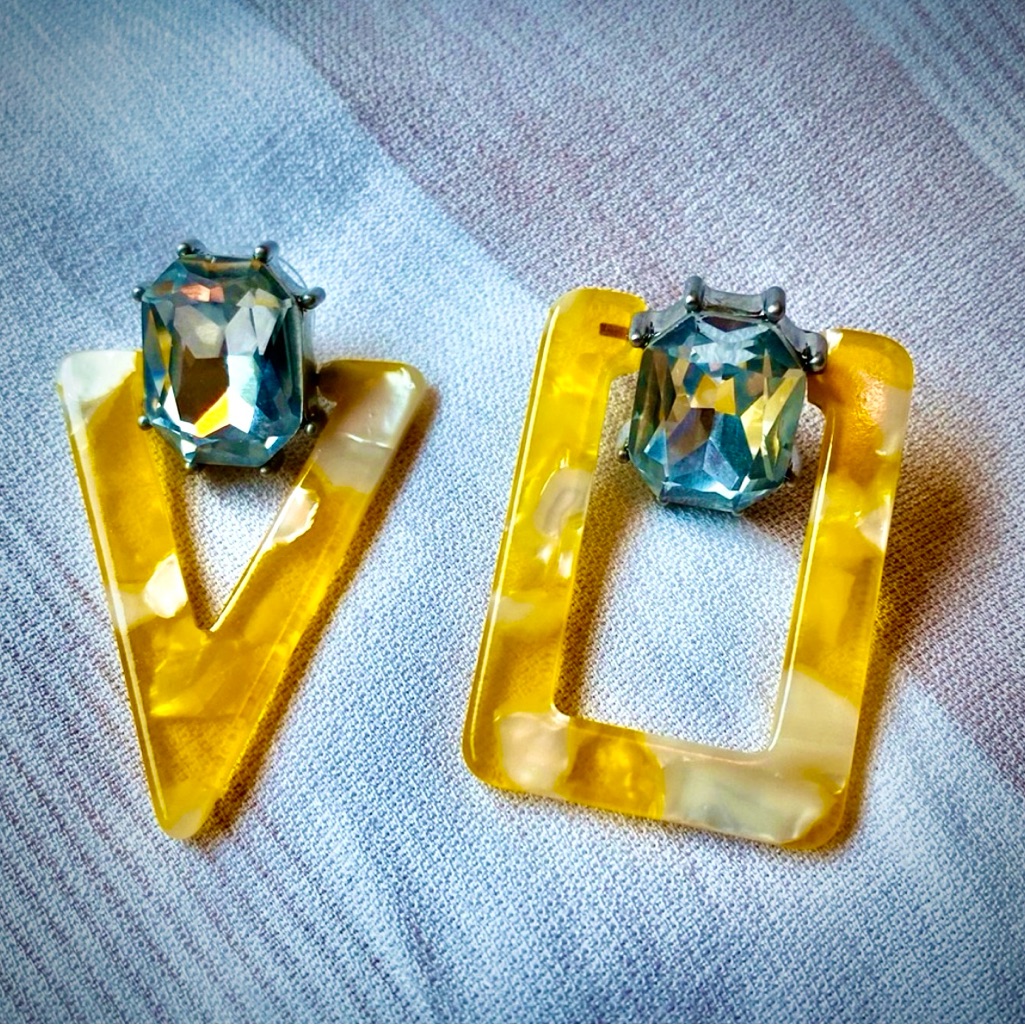 For Love And Lemons Yellow And Cream Earrings